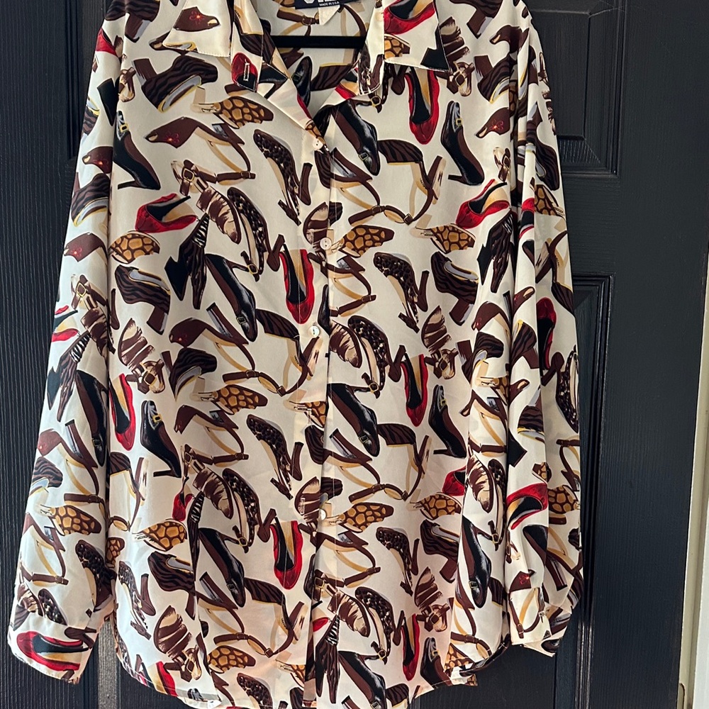 VIDA Multicolor Abstract Blouse